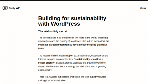 Pantallazo del theme Susty WP para WordPress