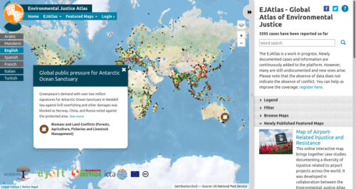 Captura de pantalla de Environmental Justice Atlas