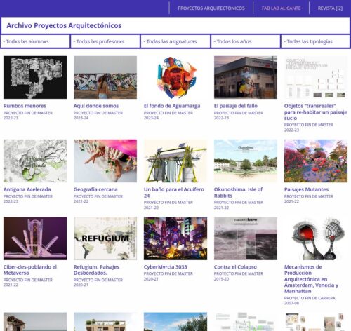 Captura de pantalla de archivoproyectosarquitectonicos.ua.es.