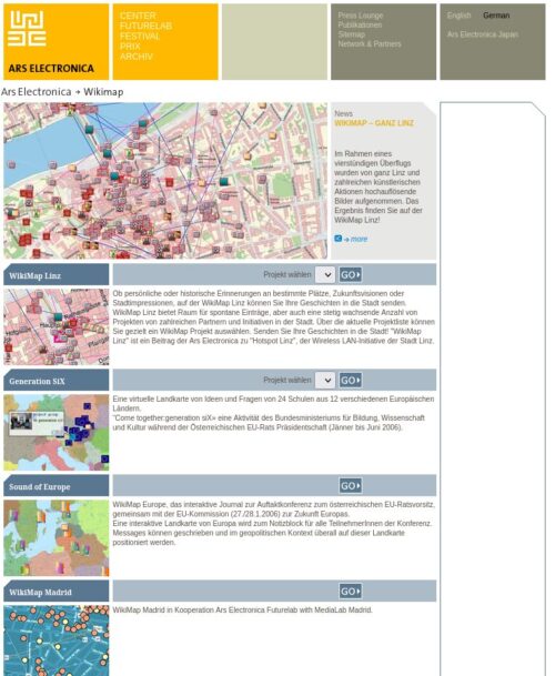 Captura de pantalla de webarchive.ars.electronica.art