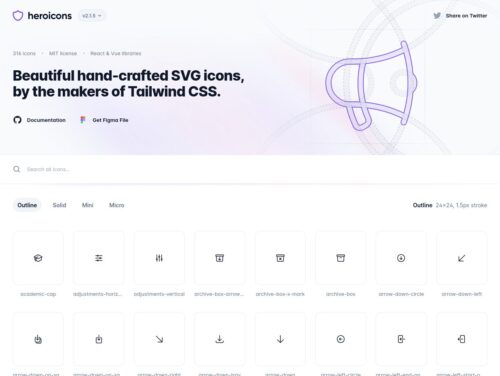 Captura de pantalla de heroicons.com