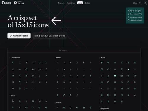 Captura de pantalla de radix-ui.com/icons