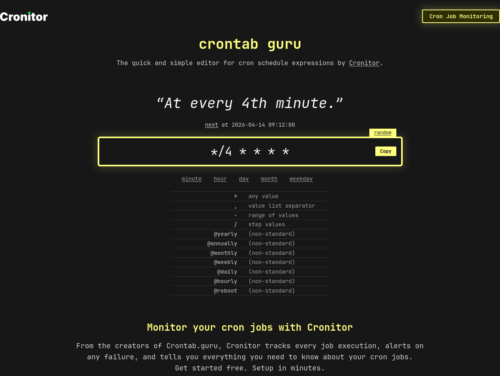 Captura de pantalla de crontab.guru